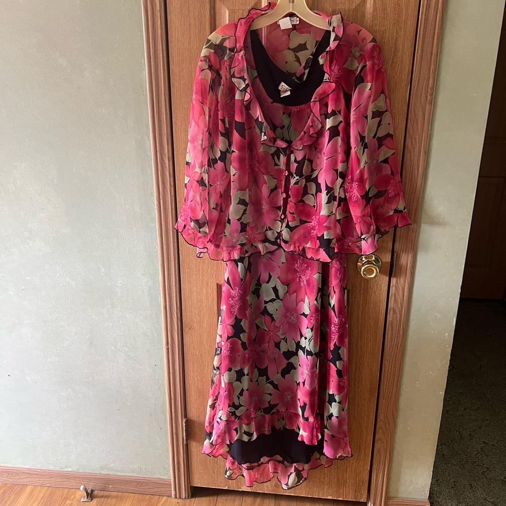 CDC Pink and Black Floral Maxi Dress